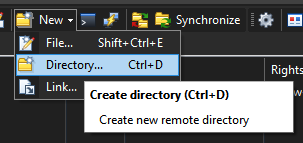 Creating a folder in WinSCP