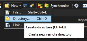 Creating a folder in WinSCP