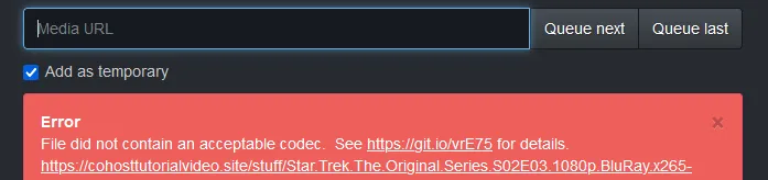 MP4 file has an unsupported codec
