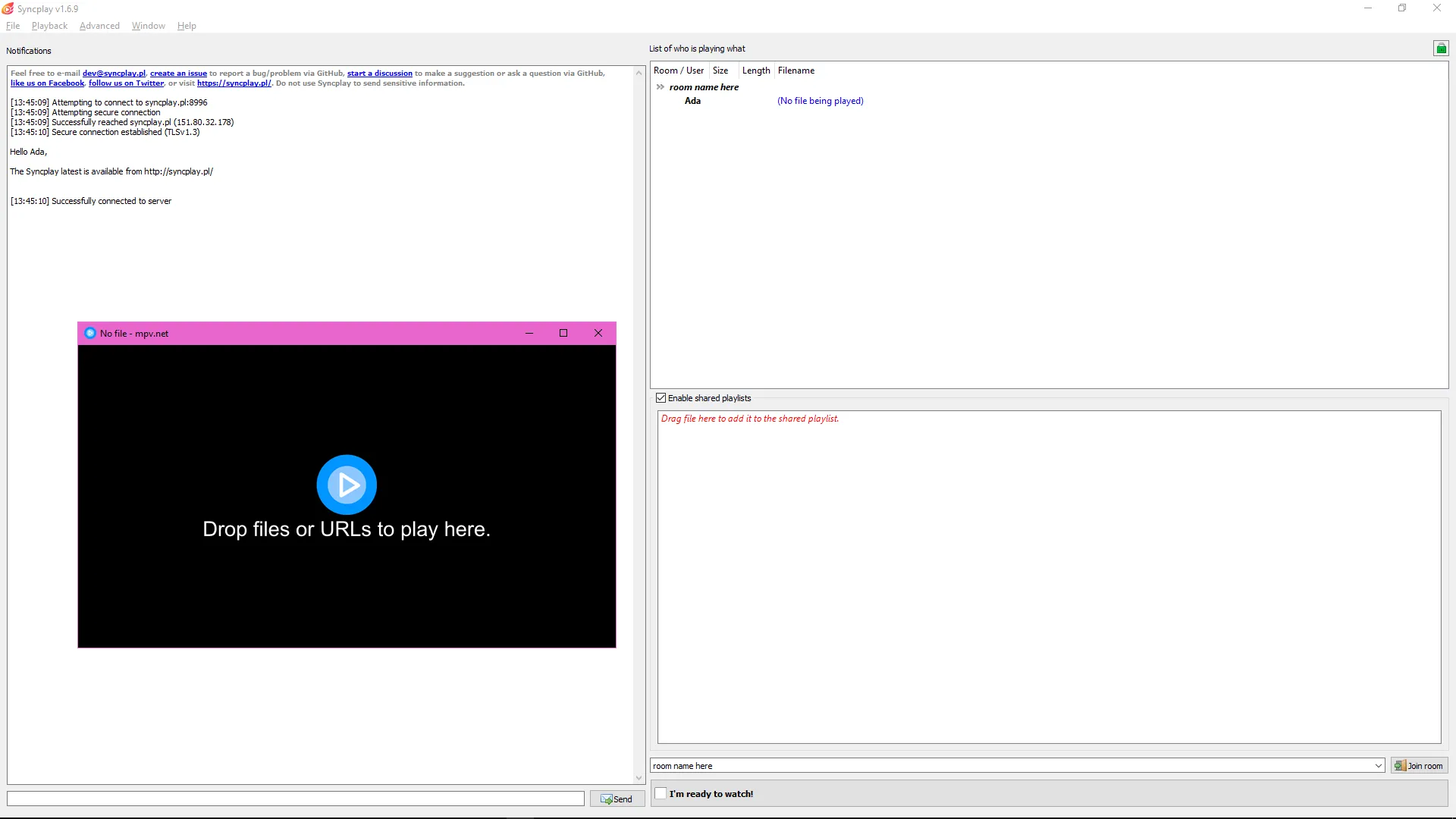 Syncplay UI with mpv.net