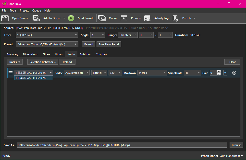 Selecting a different audio track