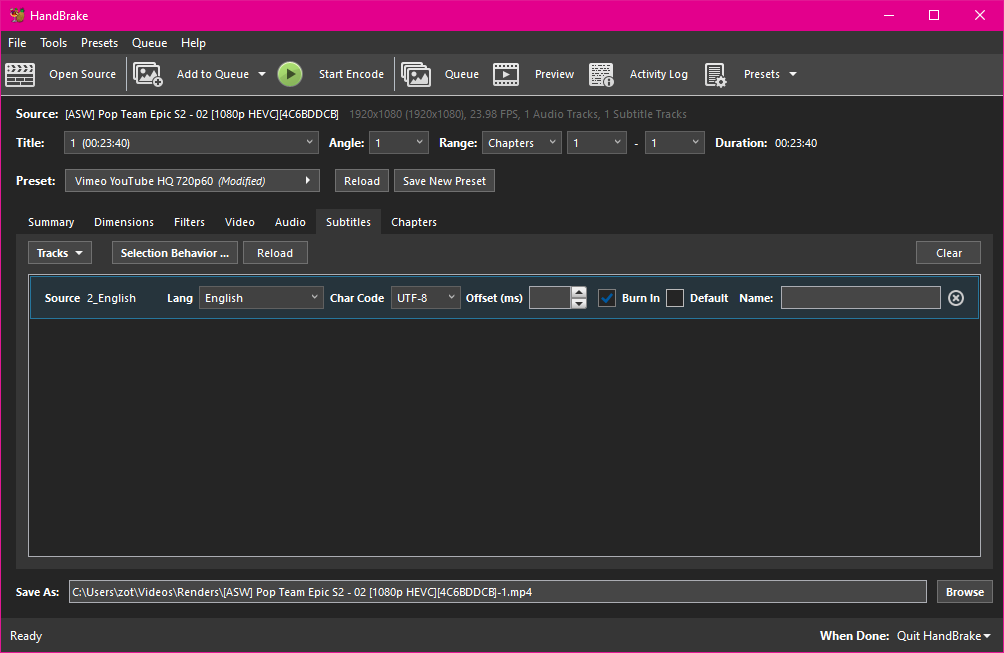 External subtitle file
