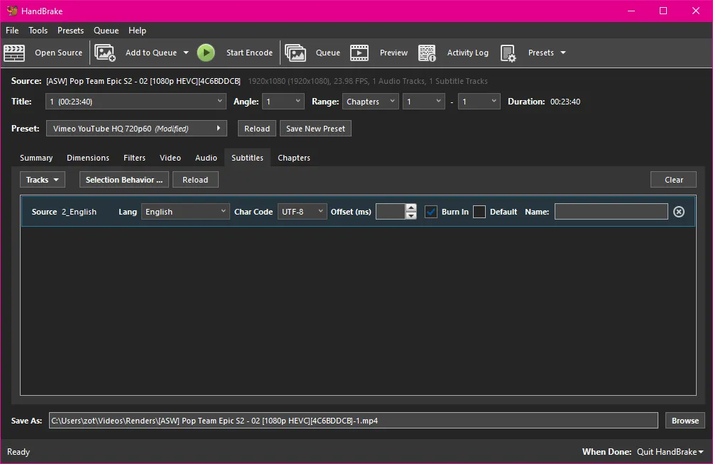 External subtitle file