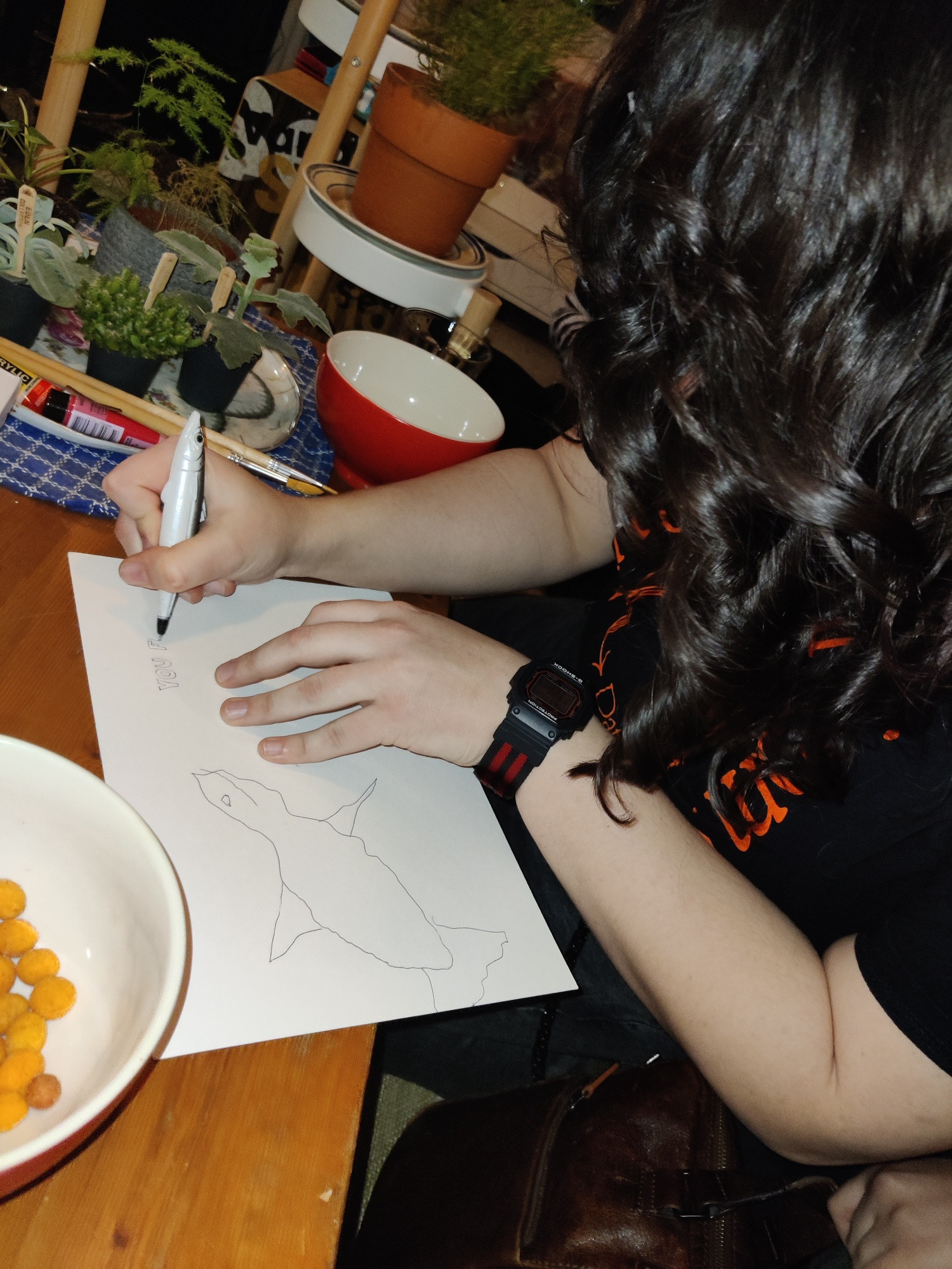 photo taken by Ida of me drawing